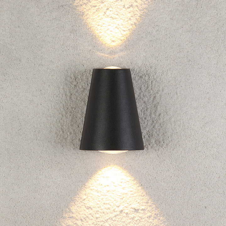 Lisslune | Trapezium Up and Down LED Wall Light Modern Metal Garden Wall Lamp in Black
