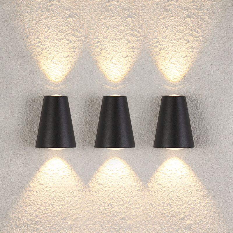 Lisslune | Trapezium Up and Down LED Wall Light Modern Metal Garden Wall Lamp in Black