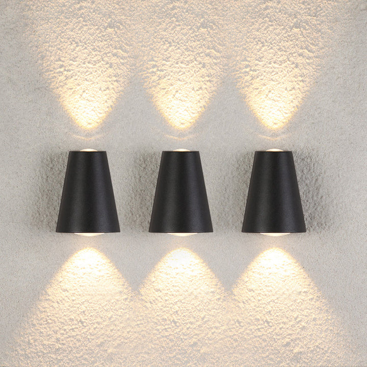 Lisslune | Trapezium Up and Down LED Wall Light Modern Metal Garden Wall Lamp in Black