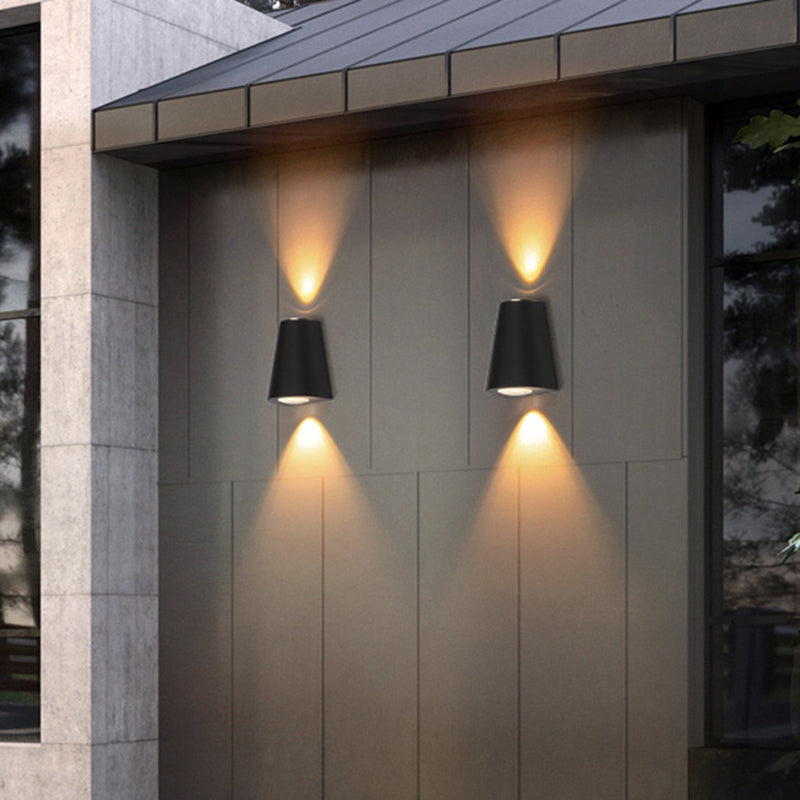 Lisslune | Trapezium Up and Down LED Wall Light Modern Metal Garden Wall Lamp in Black
