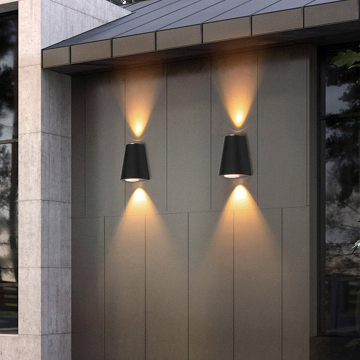 Lisslune | Trapezium Up and Down LED Wall Light Modern Metal Garden Wall Lamp in Black