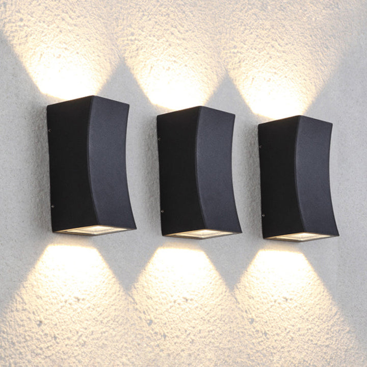 Lisslune | Rectangular LED Wall Light Ideas Minimalist Metal Patio Wall Mounted Light in Black