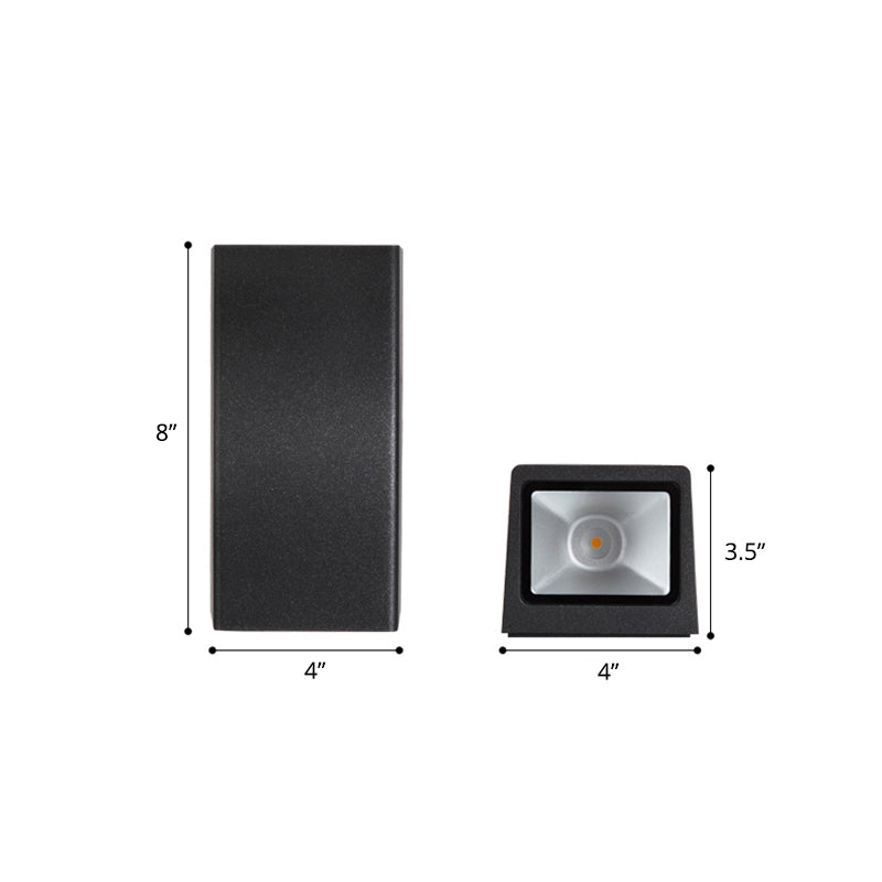 Lisslune | Rectangular LED Wall Light Ideas Minimalist Metal Patio Wall Mounted Light in Black