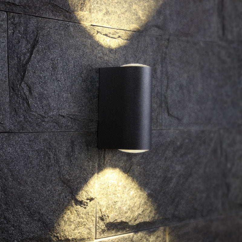 Lisslune | Tube-shaped Outdoor Wall Lamp Metallic Minimalism LED Wall Light in Black