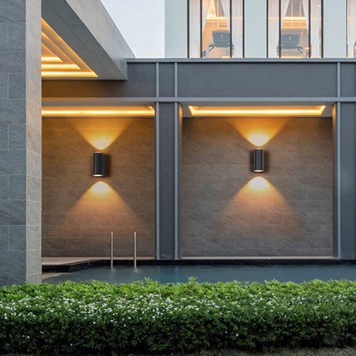 Lisslune | Tube-shaped Outdoor Wall Lamp Metallic Minimalism LED Wall Light in Black