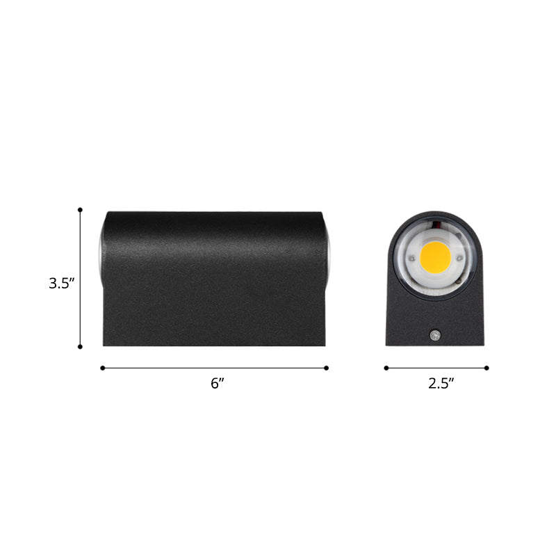 Lisslune | Tube-shaped Outdoor Wall Lamp Metallic Minimalism LED Wall Light in Black