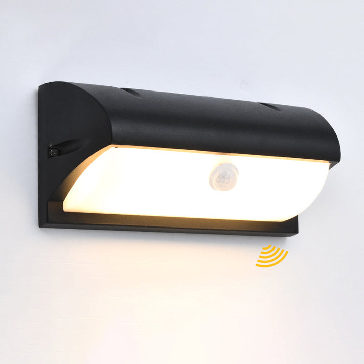 Lisslune | Modern black LED outdoor wall lamp sconce with rectangular acrylic shade