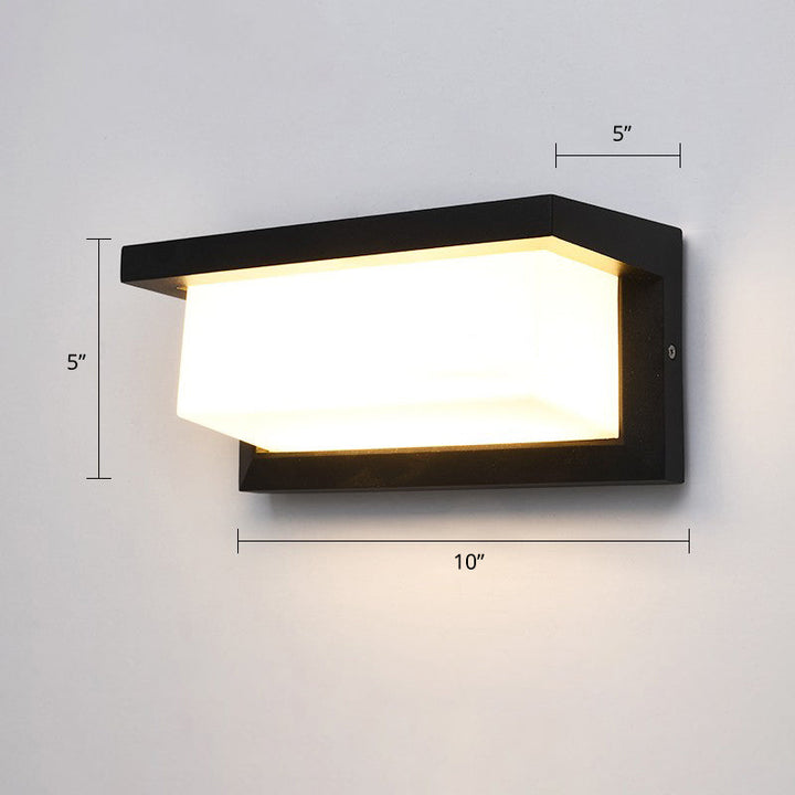 Lisslune | Modern black LED outdoor wall lamp sconce with rectangular acrylic shade
