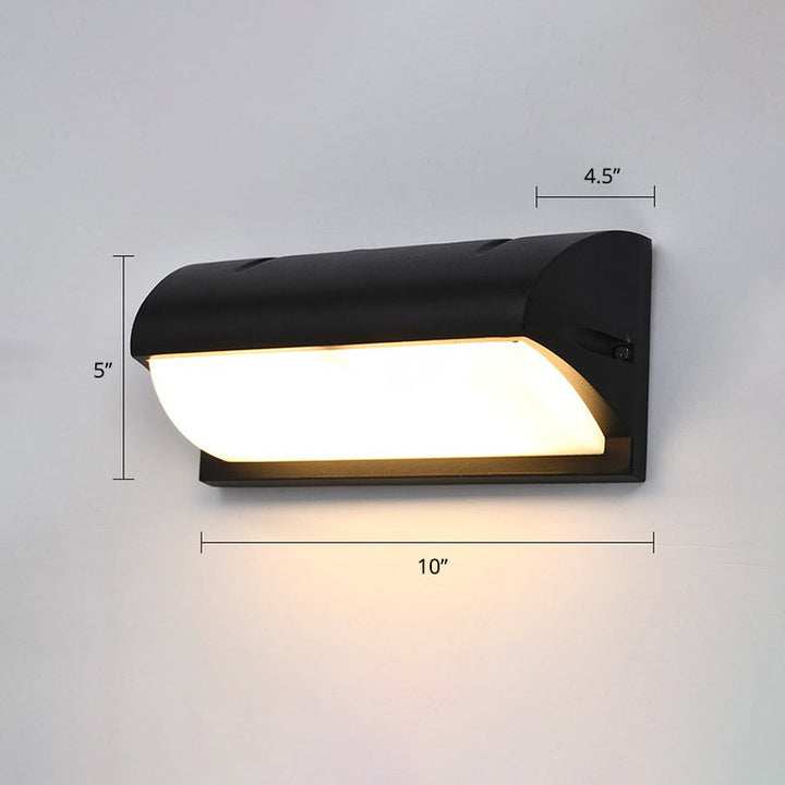 Lisslune | Modern black LED outdoor wall lamp sconce with rectangular acrylic shade