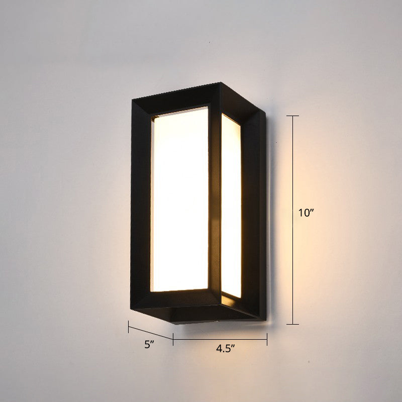 Lisslune | Modern black LED outdoor wall lamp sconce with rectangular acrylic shade