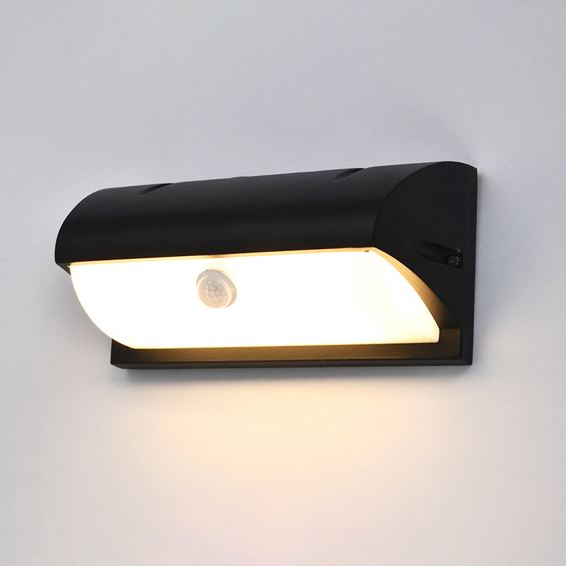 Lisslune | Modern black LED outdoor wall lamp sconce with rectangular acrylic shade