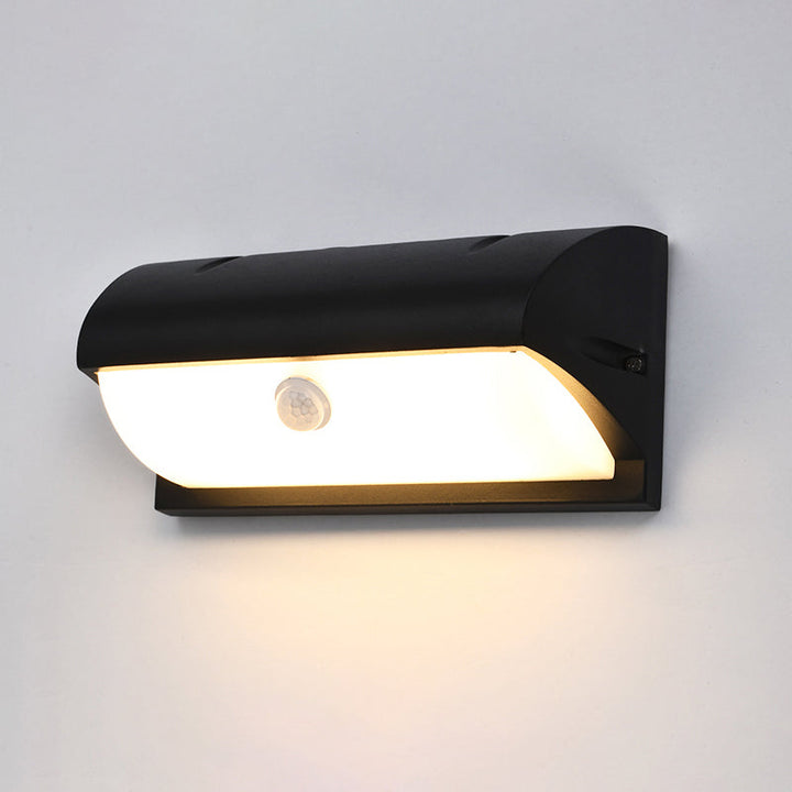 Lisslune | Modern black LED outdoor wall lamp sconce with rectangular acrylic shade