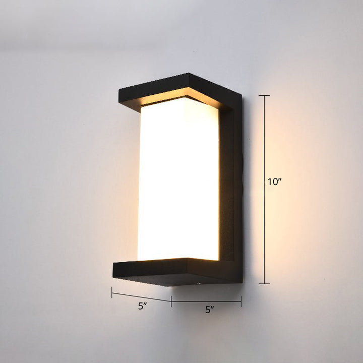 Lisslune | Modern black LED outdoor wall lamp sconce with rectangular acrylic shade