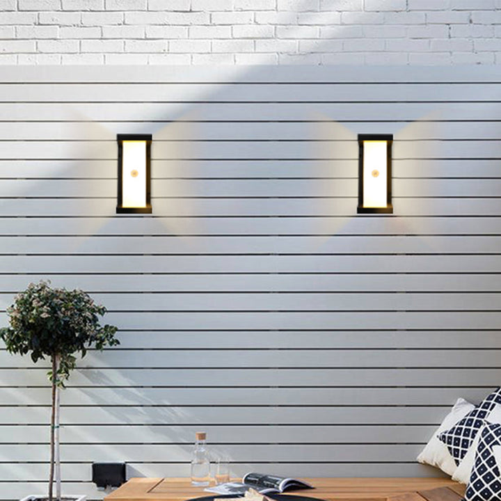 Lisslune | Modern black LED outdoor wall lamp sconce with rectangular acrylic shade