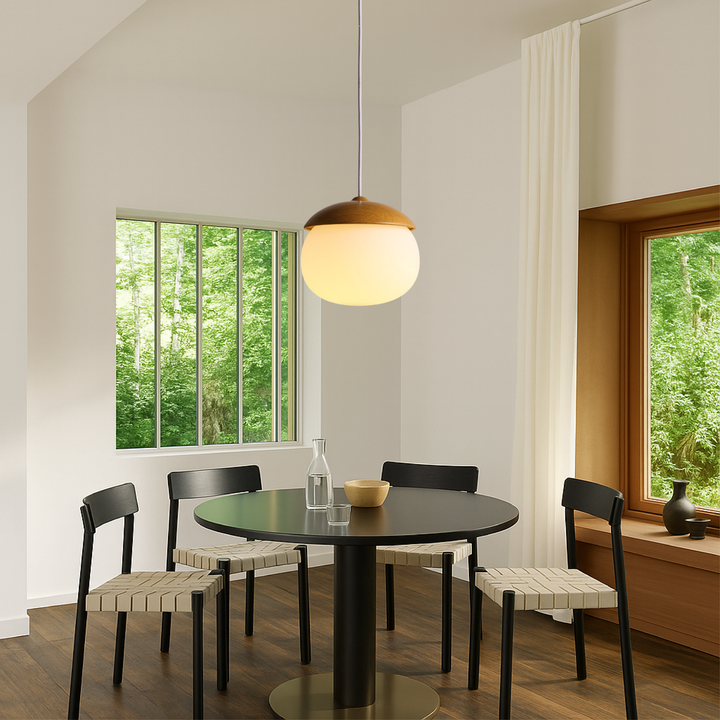 Lisslune | Nordic Wood Glass Pendant Light – Modern Design