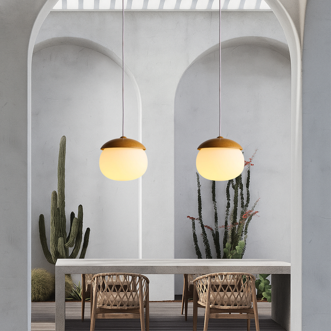 Lisslune | Nordic Wood Glass Pendant Light – Modern Design