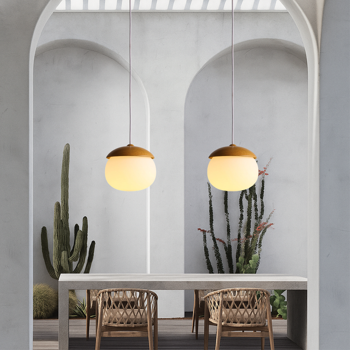 Lisslune | Nordic Wood Glass Pendant Light – Modern Design