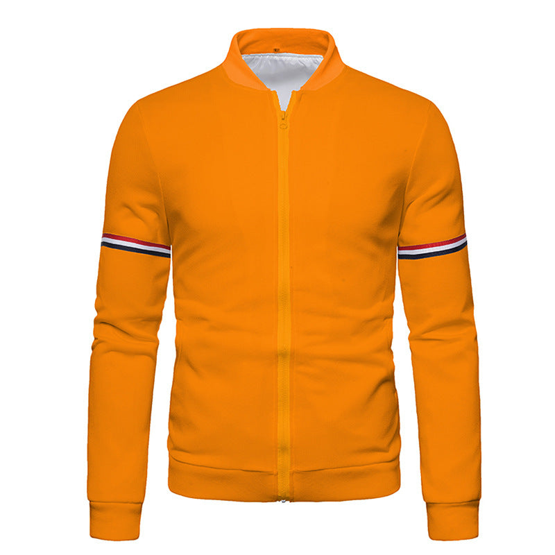 Men's sporty zip jacket with structured surface and contrast stripes Lisslune