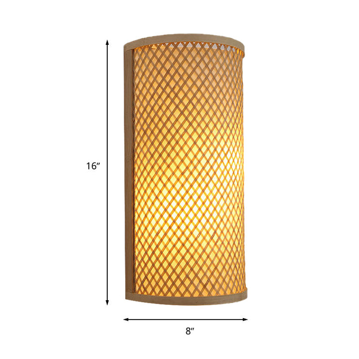 Skørter | Half-cylinder Bamboo Wall Mount Light Lodge Style 1-Light Beige Wall Lamp Wall Lamp for Hallway