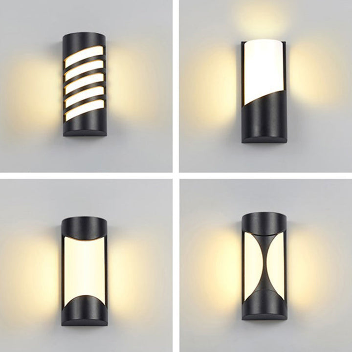 Lisslune | Cylindrical Exterior Flush-Mount Wall Spotlight Metallic Modernist LED Wall Light in Black