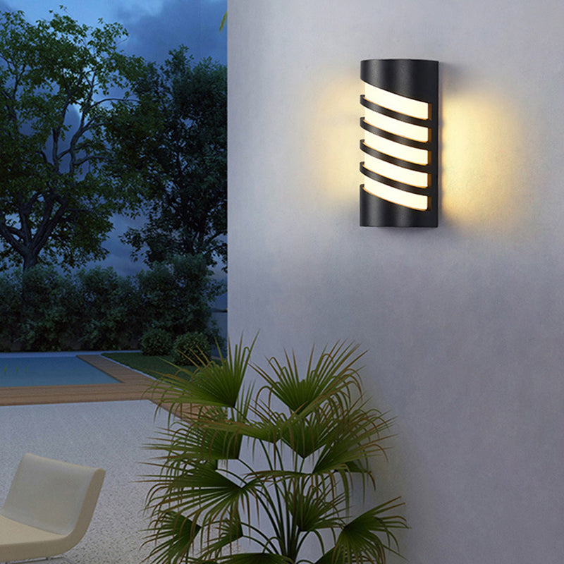 Lisslune | Cylindrical Exterior Flush-Mount Wall Spotlight Metallic Modernist LED Wall Light in Black