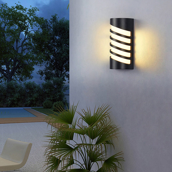 Lisslune | Cylindrical Exterior Flush-Mount Wall Spotlight Metallic Modernist LED Wall Light in Black