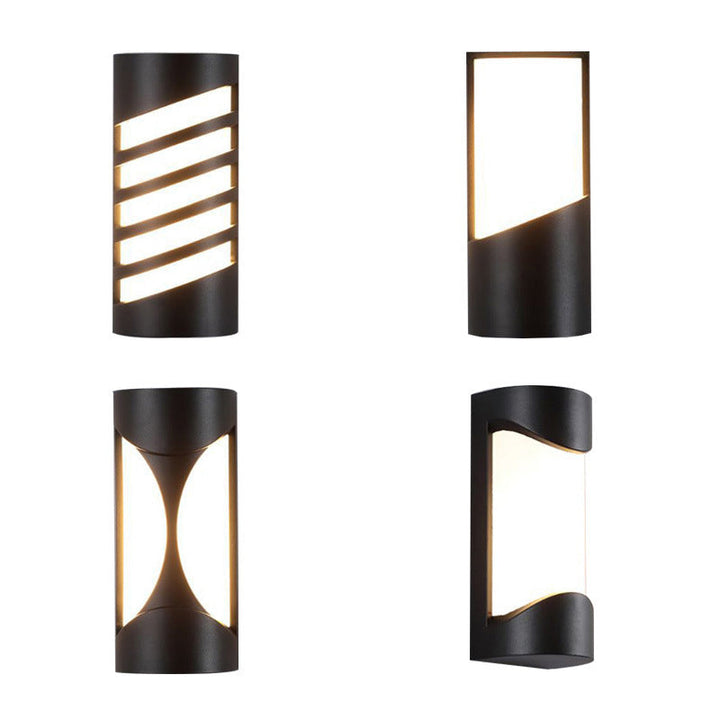Lisslune | Cylindrical Exterior Flush-Mount Wall Spotlight Metallic Modernist LED Wall Light in Black
