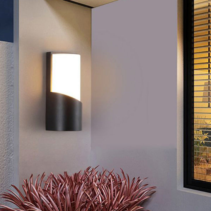 Lisslune | Cylindrical Exterior Flush-Mount Wall Spotlight Metallic Modernist LED Wall Light in Black