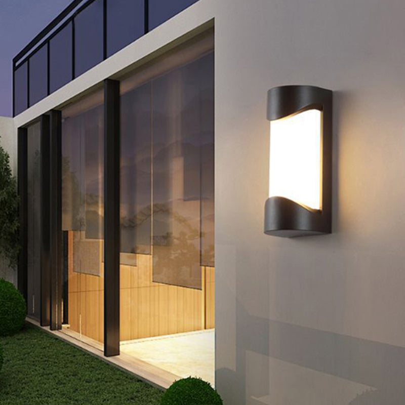 Lisslune | Cylindrical Exterior Flush-Mount Wall Spotlight Metallic Modernist LED Wall Light in Black