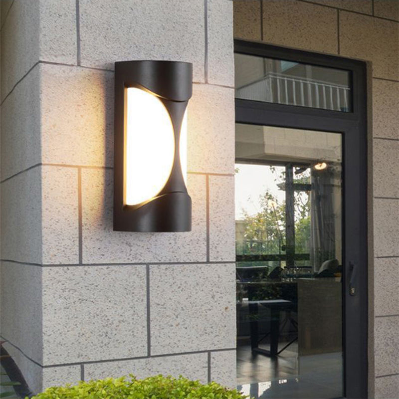 Lisslune | Cylindrical Exterior Flush-Mount Wall Spotlight Metallic Modernist LED Wall Light in Black