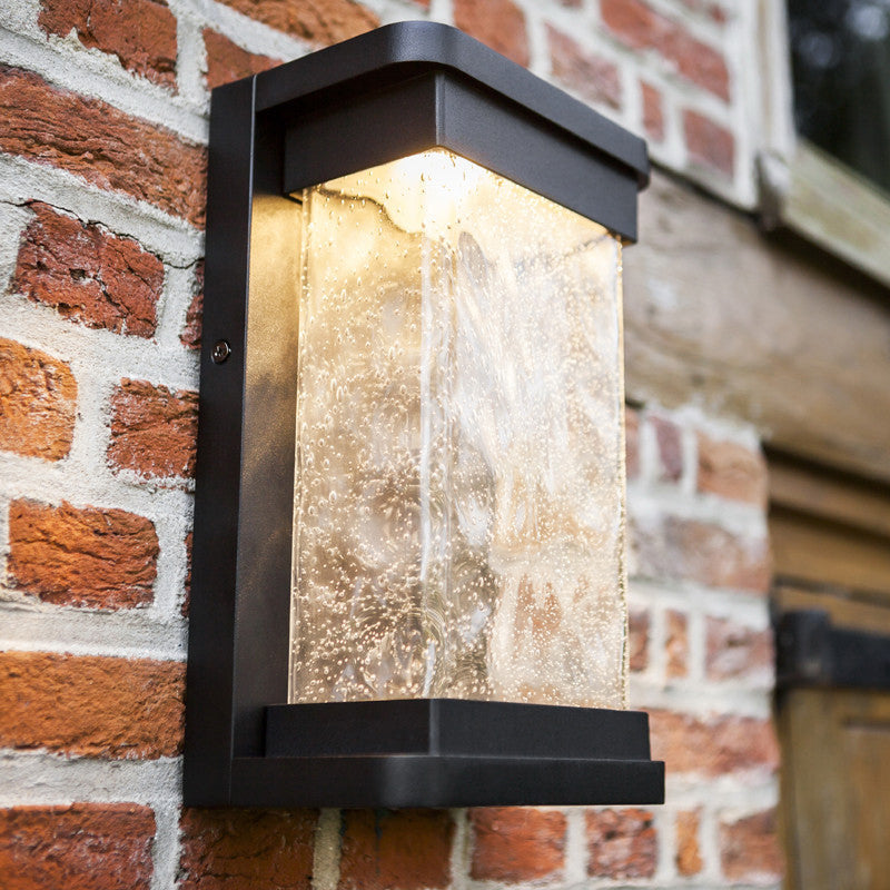Lisslune | Blown wavy glass rectangular wall lamp Modern LED black wall-mounted lamp for outdoor use