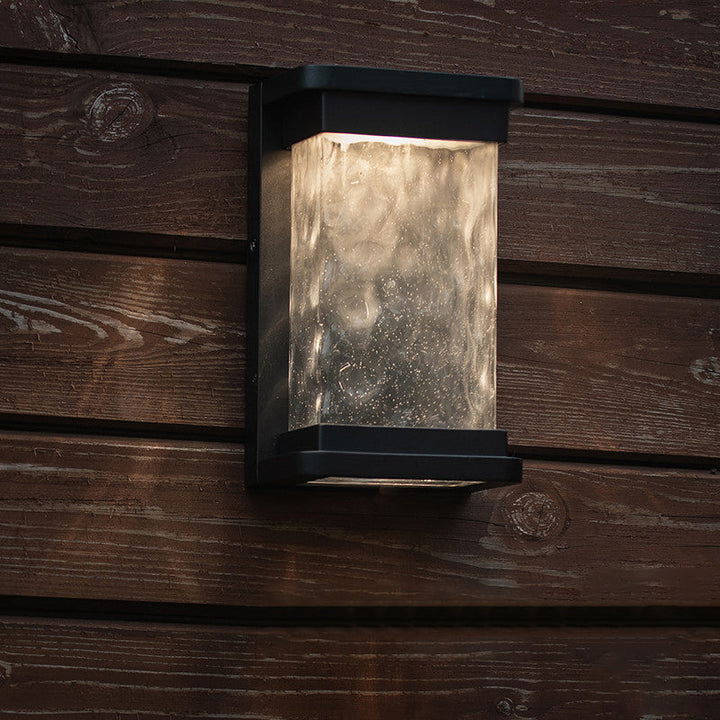 Lisslune | Blown wavy glass rectangular wall lamp Modern LED black wall-mounted lamp for outdoor use