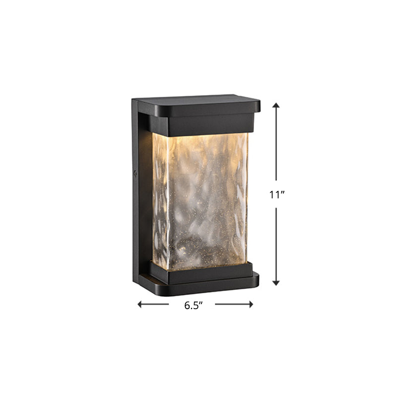 Lisslune | Blown wavy glass rectangular wall lamp Modern LED black wall-mounted lamp for outdoor use