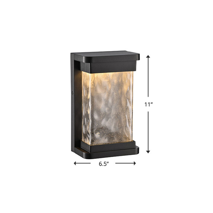 Lisslune | Blown wavy glass rectangular wall lamp Modern LED black wall-mounted lamp for outdoor use