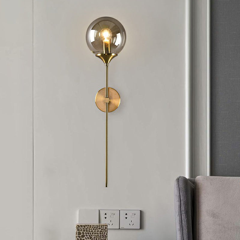 Lisslune | Glass Global Wall Mount Lamp Post-Modern Simple Brass Wall Sconce Light with Pencil Arm