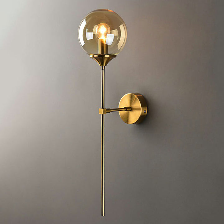 Lisslune | Glass Global Wall Mount Lamp Post-Modern Simple Brass Wall Sconce Light with Pencil Arm