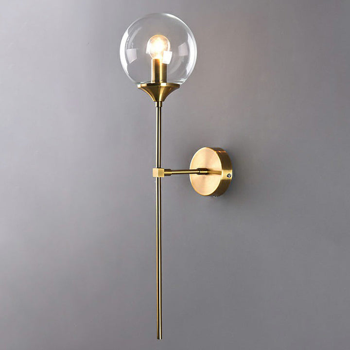 Lisslune | Glass Global Wall Mount Lamp Post-Modern Simple Brass Wall Sconce Light with Pencil Arm