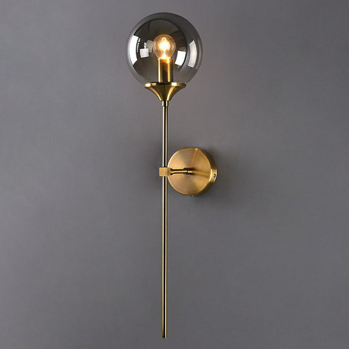 Lisslune | Glass Global Wall Mount Lamp Post-Modern Simple Brass Wall Sconce Light with Pencil Arm