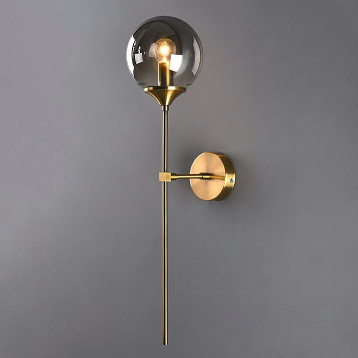 Lisslune | Glass Global Wall Mount Lamp Post-Modern Simple Brass Wall Sconce Light with Pencil Arm