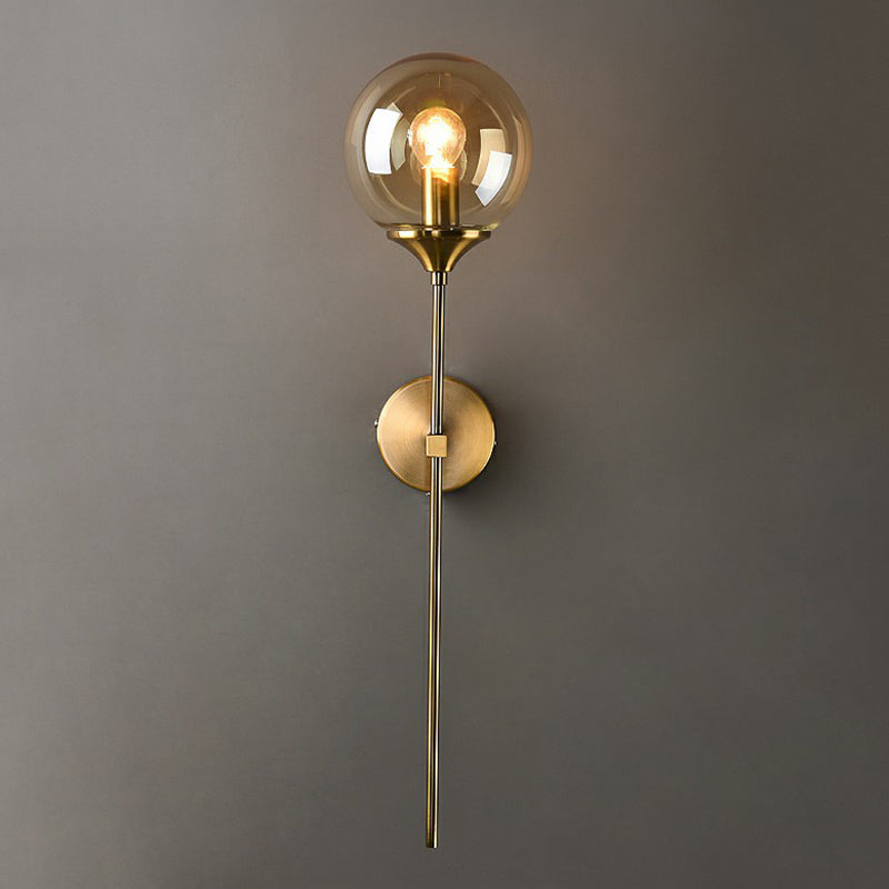 Lisslune | Glass Global Wall Mount Lamp Post-Modern Simple Brass Wall Sconce Light with Pencil Arm