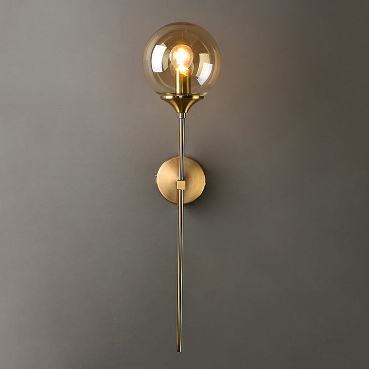 Lisslune | Glass Global Wall Mount Lamp Post-Modern Simple Brass Wall Sconce Light with Pencil Arm
