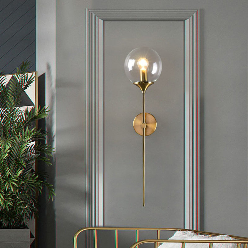 Lisslune | Glass Global Wall Mount Lamp Post-Modern Simple Brass Wall Sconce Light with Pencil Arm