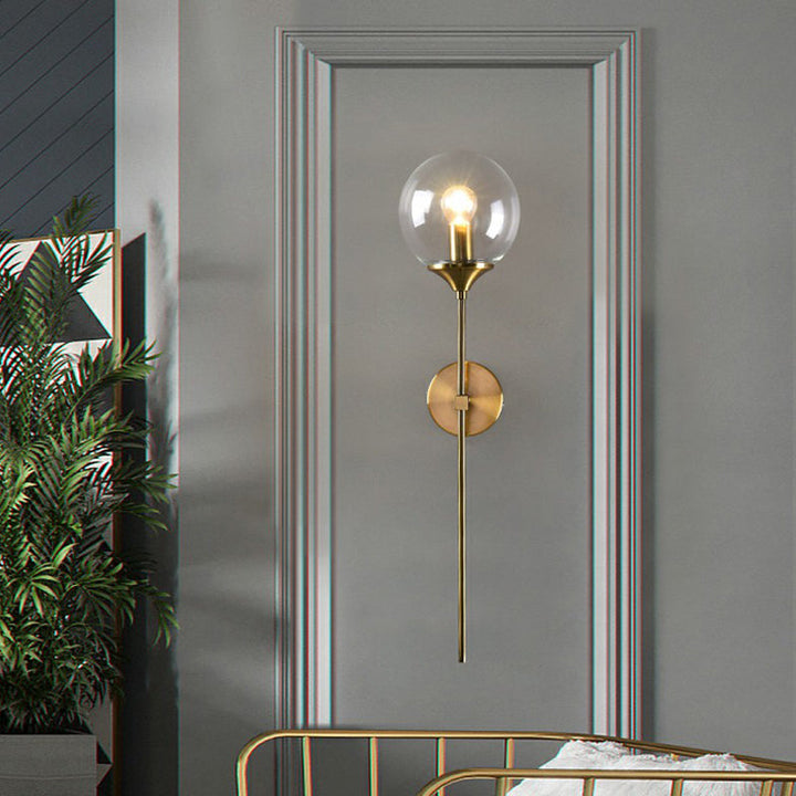 Lisslune | Glass Global Wall Mount Lamp Post-Modern Simple Brass Wall Sconce Light with Pencil Arm