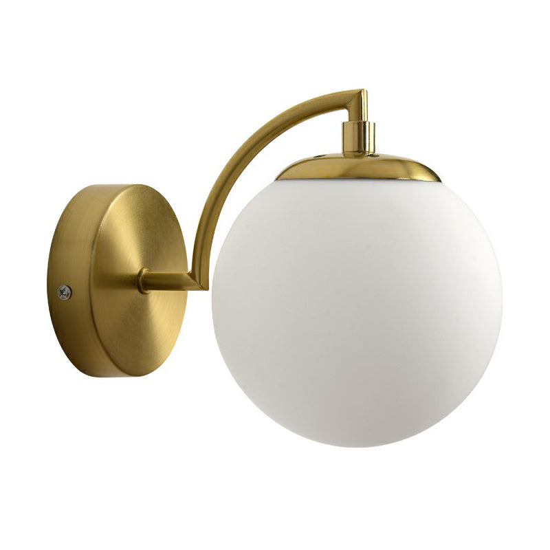 Lisslune | Spherical Stair Wall Lighting Glass 1 Bulb Simple Style Wall Mounted Light in Brass