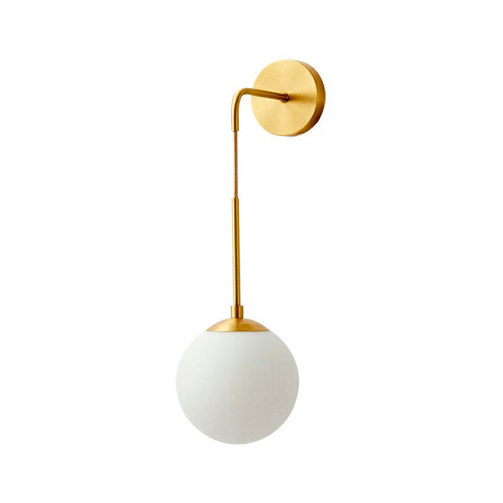 Skørter | Global Wall Light Fixture Simplicity White Glass 1 Bulb Bedroom Wall Light in Brass