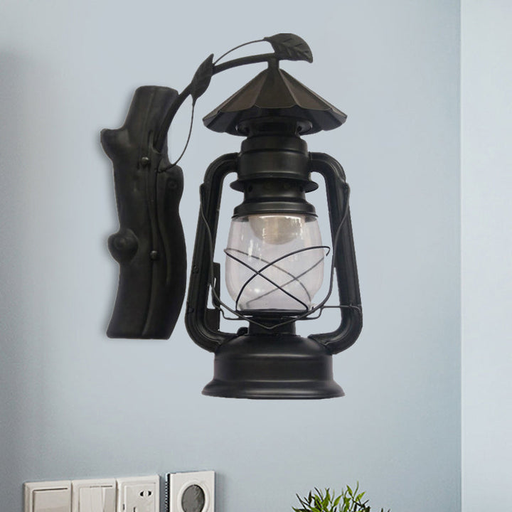 Lisslune | Black/Bronze/Copper Kerosene Wall Lighting Coastal Clear Glass 1 Light Outdoor Wall Lamps Light