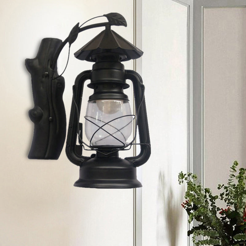 Lisslune | Black/Bronze/Copper Kerosene Wall Lighting Coastal Clear Glass 1 Light Outdoor Wall Lamps Light
