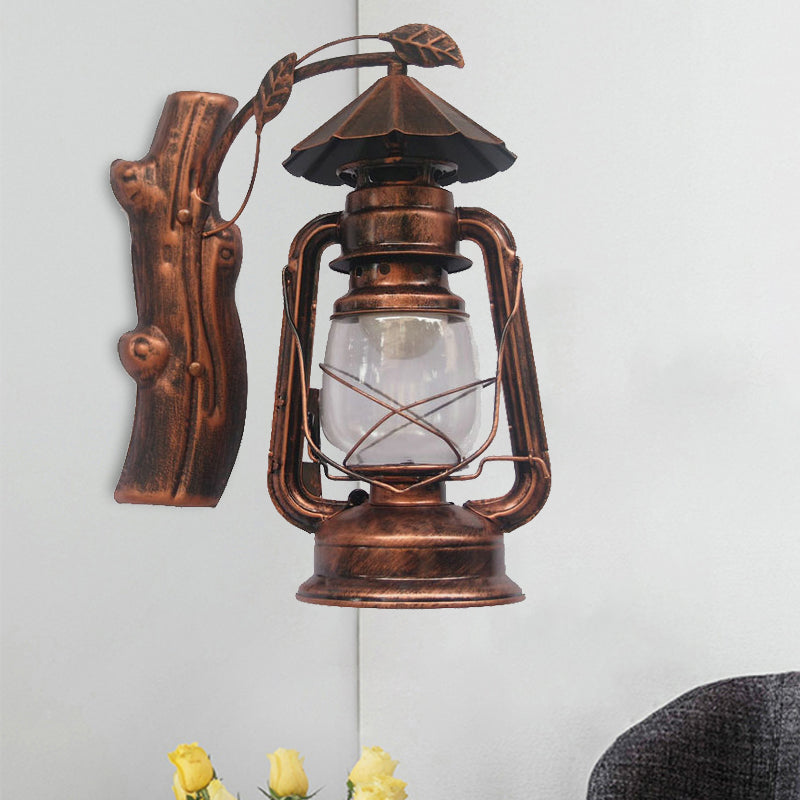 Lisslune | Black/Bronze/Copper Kerosene Wall Lighting Coastal Clear Glass 1 Light Outdoor Wall Lamps Light