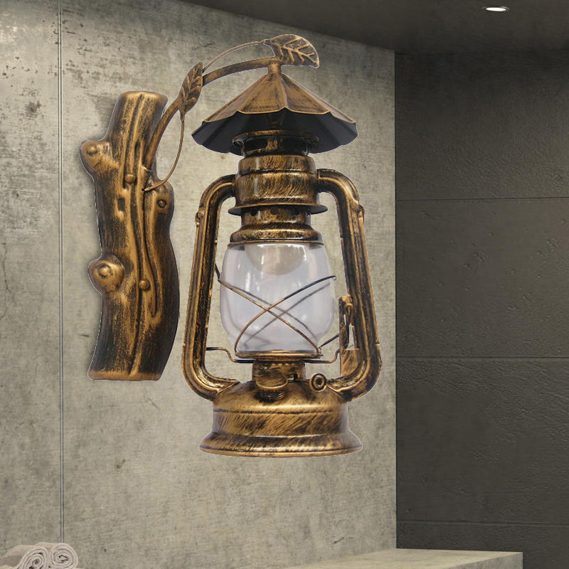 Lisslune | Black/Bronze/Copper Kerosene Wall Lighting Coastal Clear Glass 1 Light Outdoor Wall Lamps Light