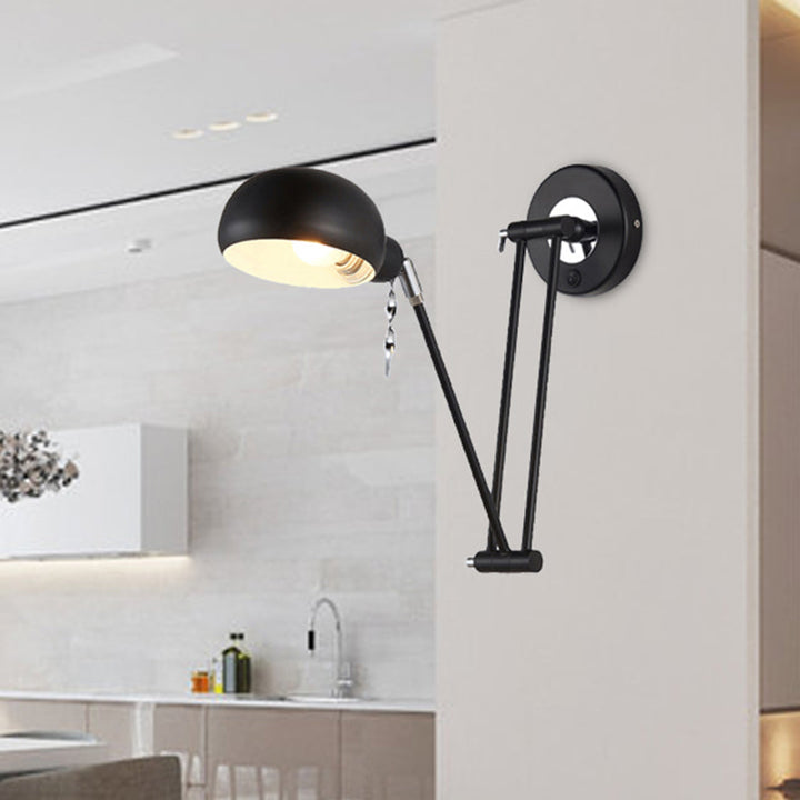 Lisslune | Bowl Living Room Wall Light with Swivel Arm Industrial Retro Metallic 1 Light Black Reading Wall Light
